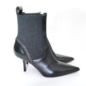 BRUNELLO CUCINELLI Leather Kitten-Heel Ankle Booties